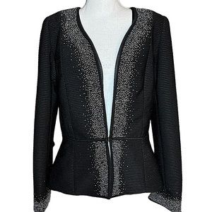 LILY & TAYLOR: Vintage Black Textured Rhinestone Embellished Blazer -Size 4